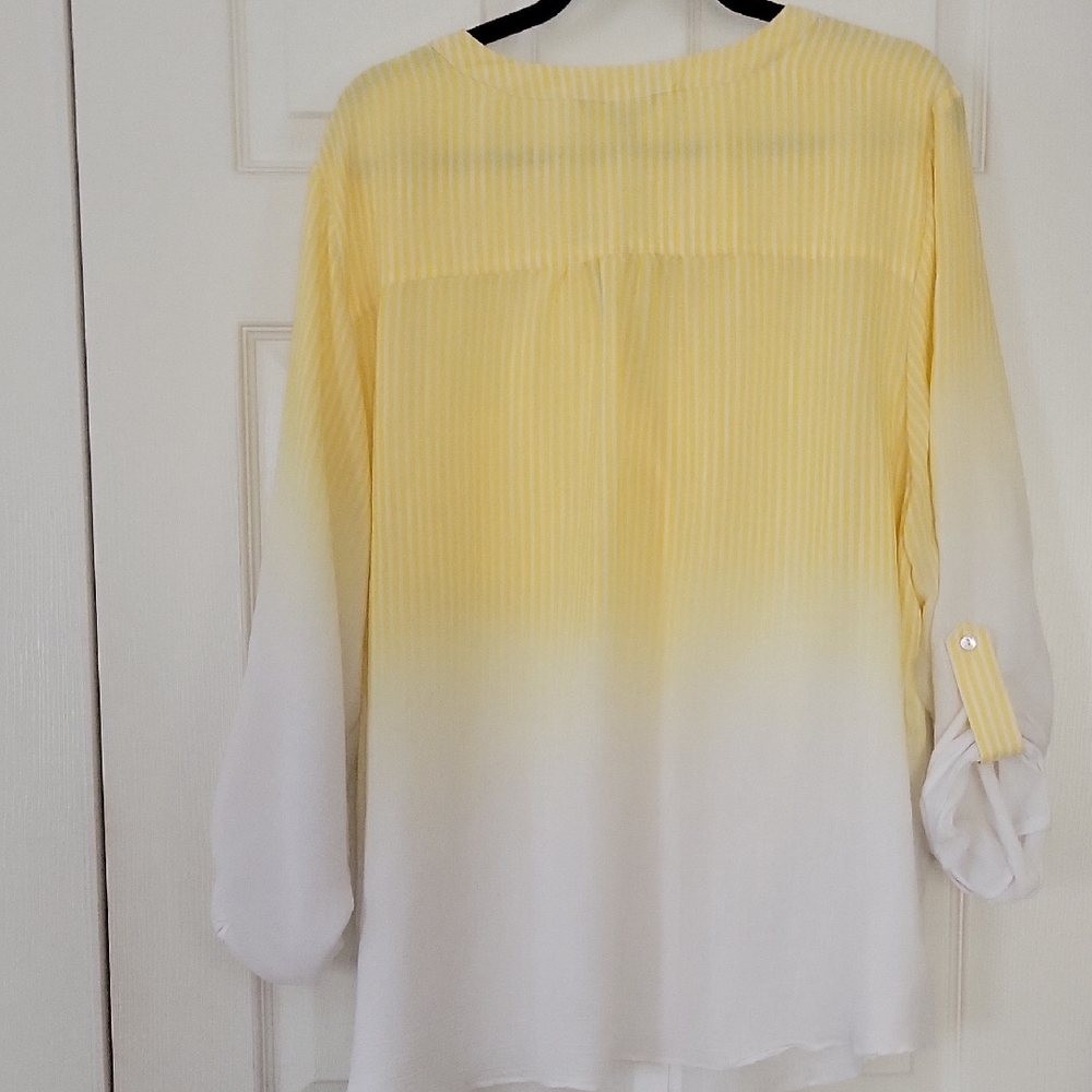 Zac & Rachel Yellow and White Ombre Button Down Shirt - Picture 6 of 10